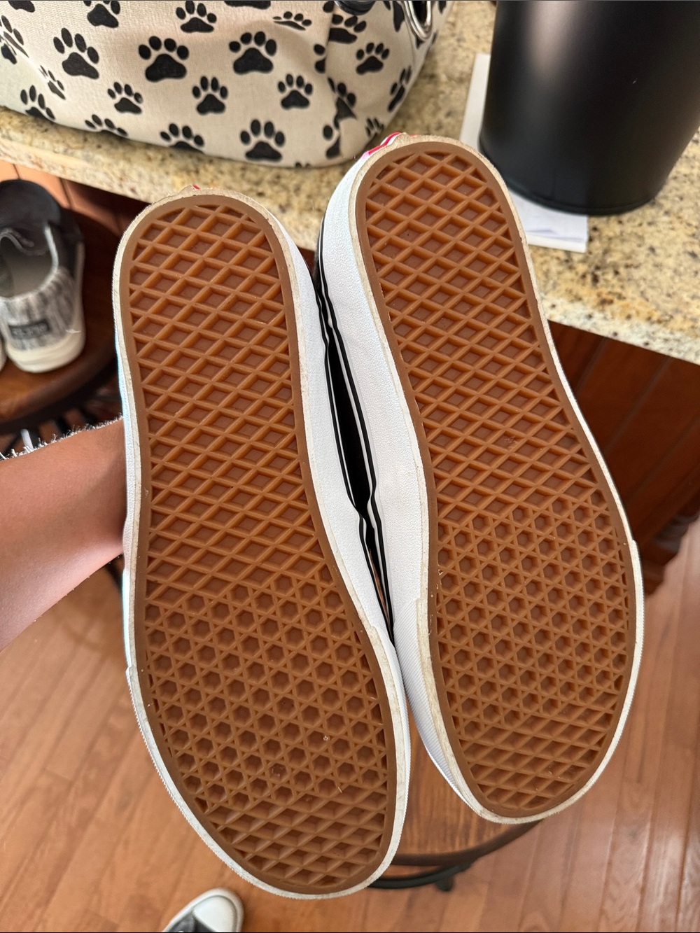 Vans Slip-On Checkerboard Sneakers in Black and Gray - Picture 3 of 5